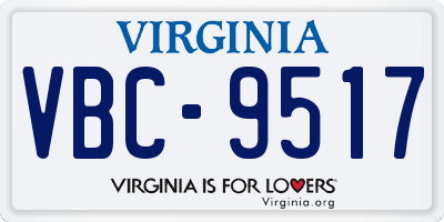 VA license plate VBC9517