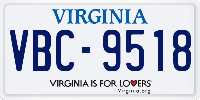 VA license plate VBC9518