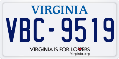 VA license plate VBC9519
