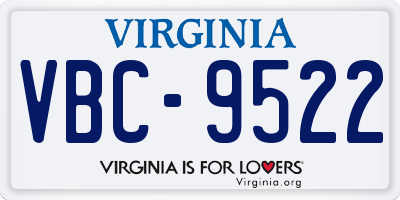 VA license plate VBC9522