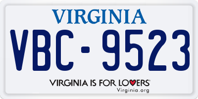 VA license plate VBC9523