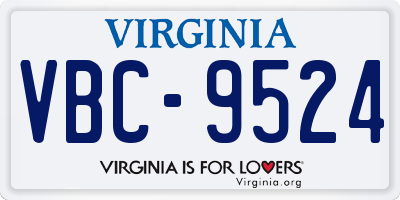 VA license plate VBC9524