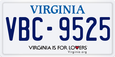 VA license plate VBC9525