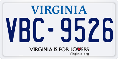 VA license plate VBC9526