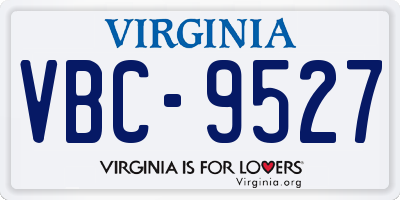 VA license plate VBC9527