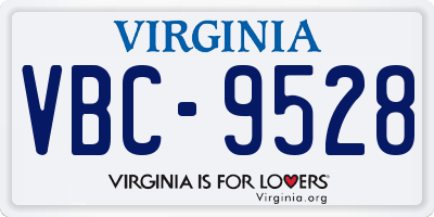 VA license plate VBC9528