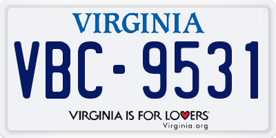 VA license plate VBC9531