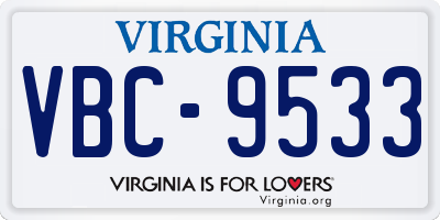 VA license plate VBC9533