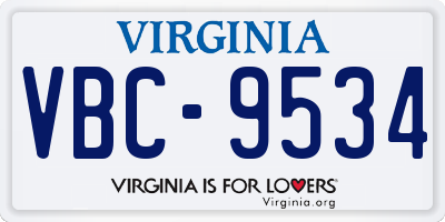 VA license plate VBC9534