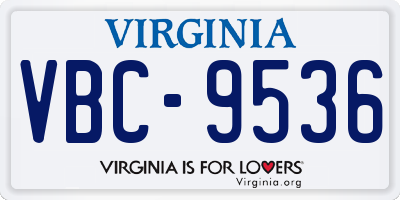 VA license plate VBC9536