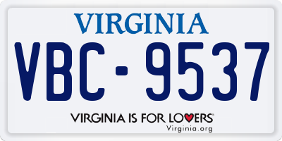 VA license plate VBC9537