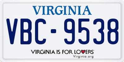 VA license plate VBC9538