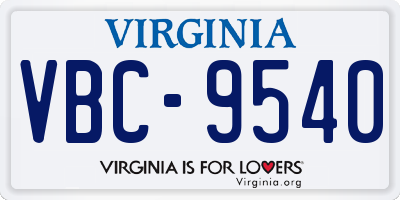 VA license plate VBC9540