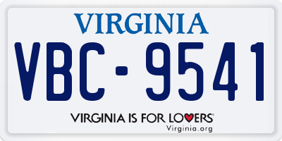 VA license plate VBC9541