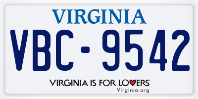 VA license plate VBC9542