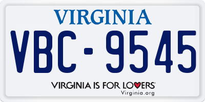 VA license plate VBC9545