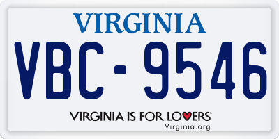 VA license plate VBC9546