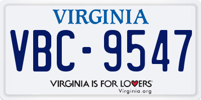 VA license plate VBC9547