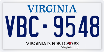 VA license plate VBC9548