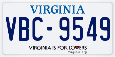 VA license plate VBC9549