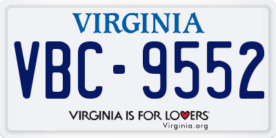 VA license plate VBC9552