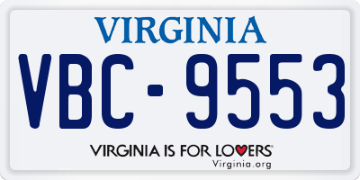 VA license plate VBC9553