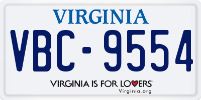 VA license plate VBC9554
