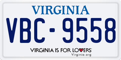 VA license plate VBC9558