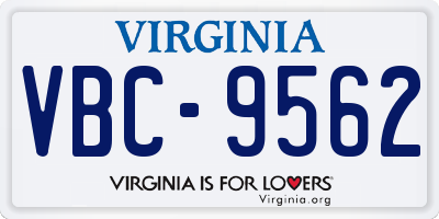 VA license plate VBC9562