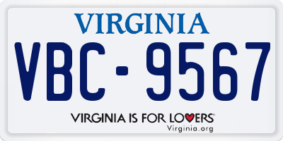 VA license plate VBC9567