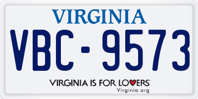 VA license plate VBC9573