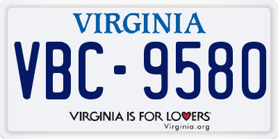 VA license plate VBC9580
