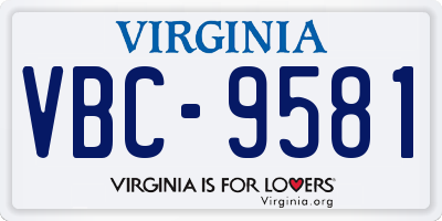 VA license plate VBC9581