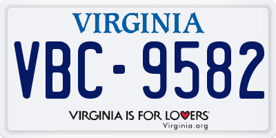 VA license plate VBC9582
