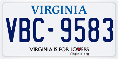 VA license plate VBC9583