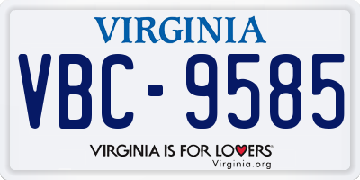 VA license plate VBC9585