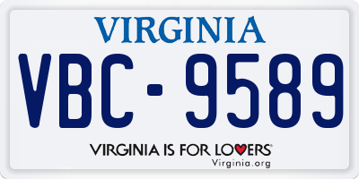 VA license plate VBC9589