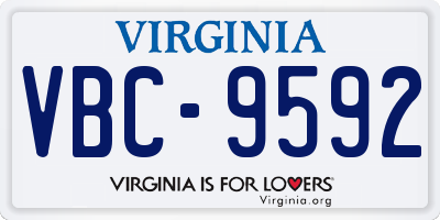 VA license plate VBC9592