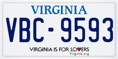 VA license plate VBC9593