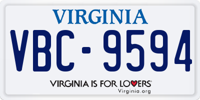 VA license plate VBC9594
