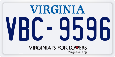 VA license plate VBC9596