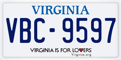 VA license plate VBC9597