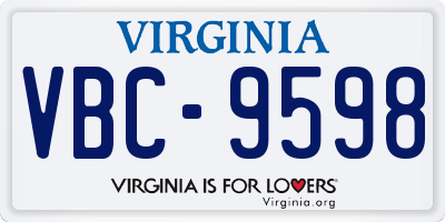 VA license plate VBC9598