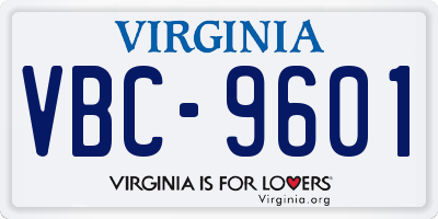 VA license plate VBC9601