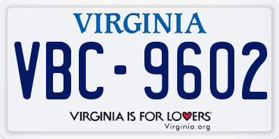 VA license plate VBC9602