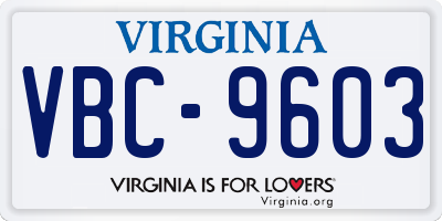 VA license plate VBC9603