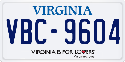 VA license plate VBC9604