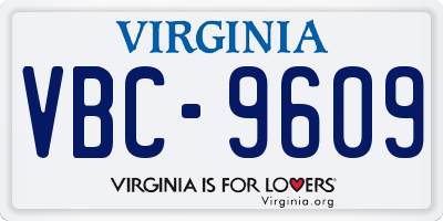 VA license plate VBC9609