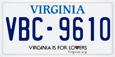 VA license plate VBC9610