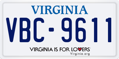 VA license plate VBC9611